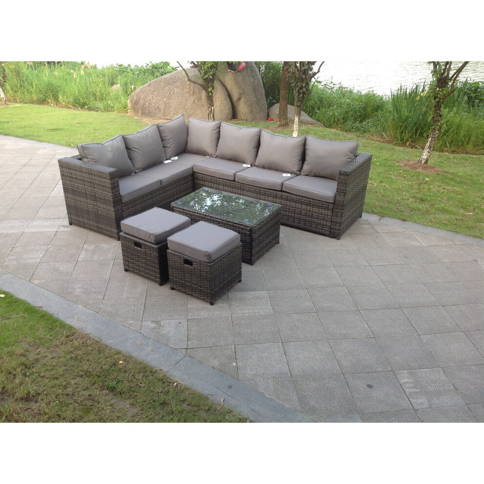 Fimous Rattan Corner Sofa Lounge Sofa Set Coffee Table Left Hand