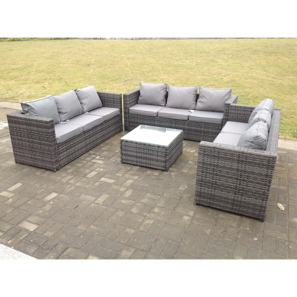 Fimous Outdoor Rattan Garden Furniture Patio Sofa Square Coffee Table