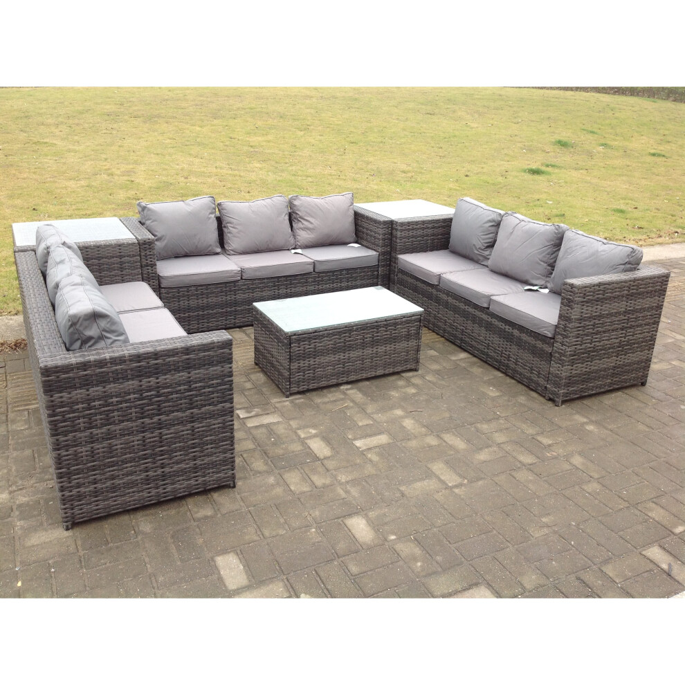 Fimous Outdoor Rattan Garden Furniture Patio Sofa Oblong Coffee Table