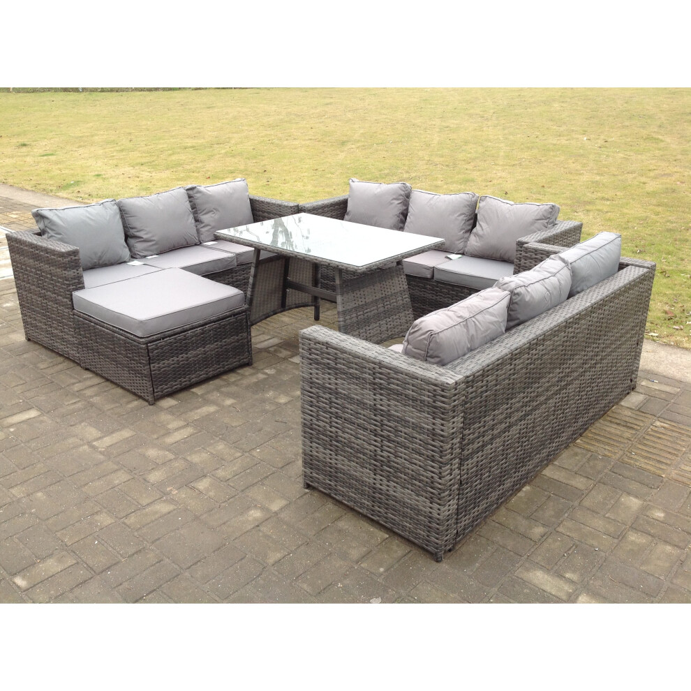 Fimous Outdoor Rattan Garden Furniture Lounge Sofa Set With Big Stool