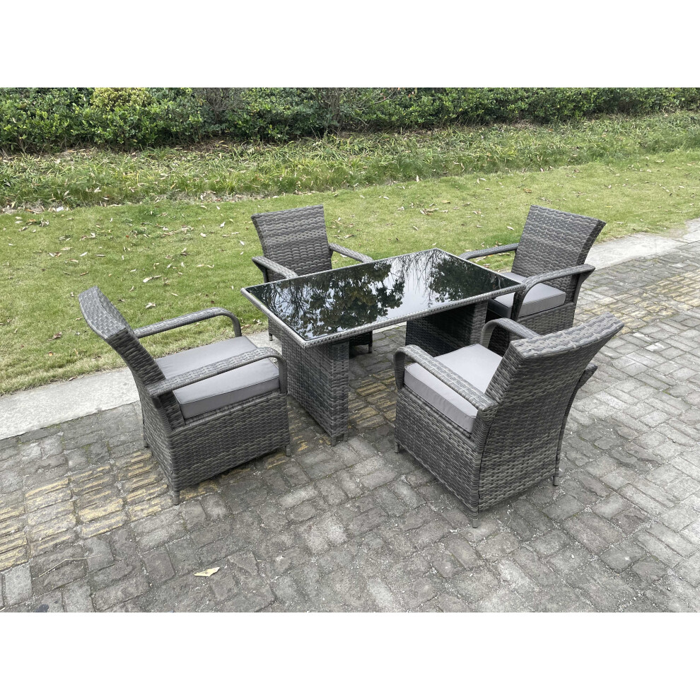 Fimous 4 Seat Rattan Garden Furniture Dining Set Pe Table Chair Sets