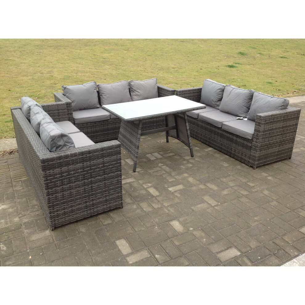 Fimous Outdoor Rattan Garden Furniture Patio Lounge Sofa with Glas