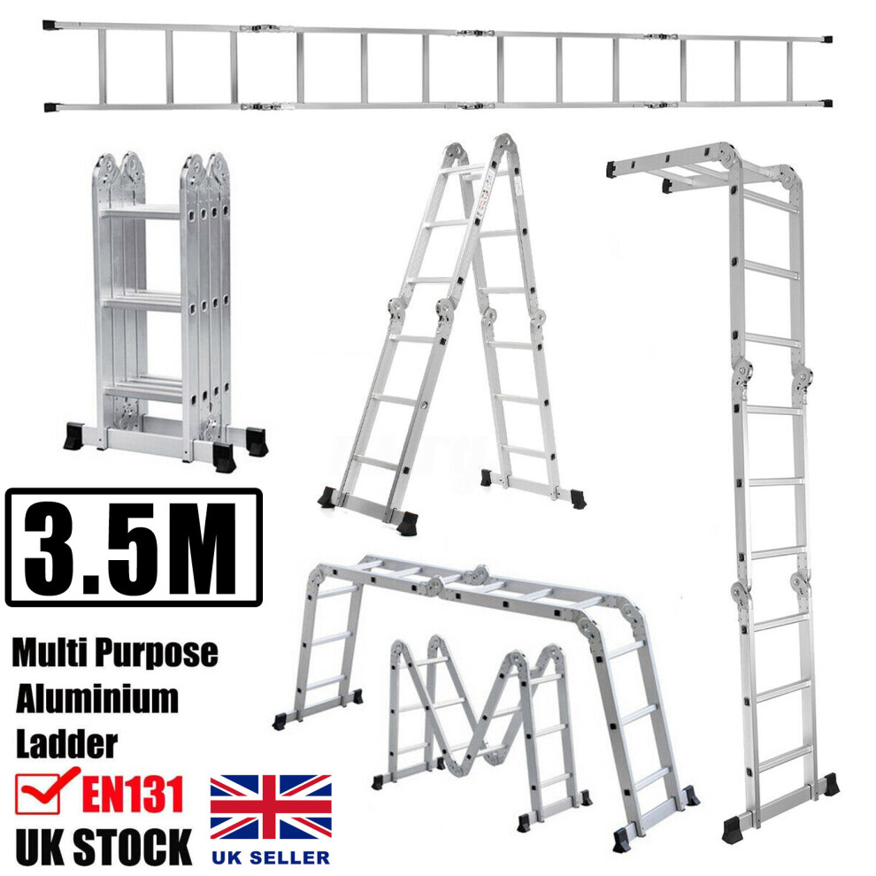 3.5M Aluminium  Combination Folding Ladder Step 14 way  Multi-Purpose