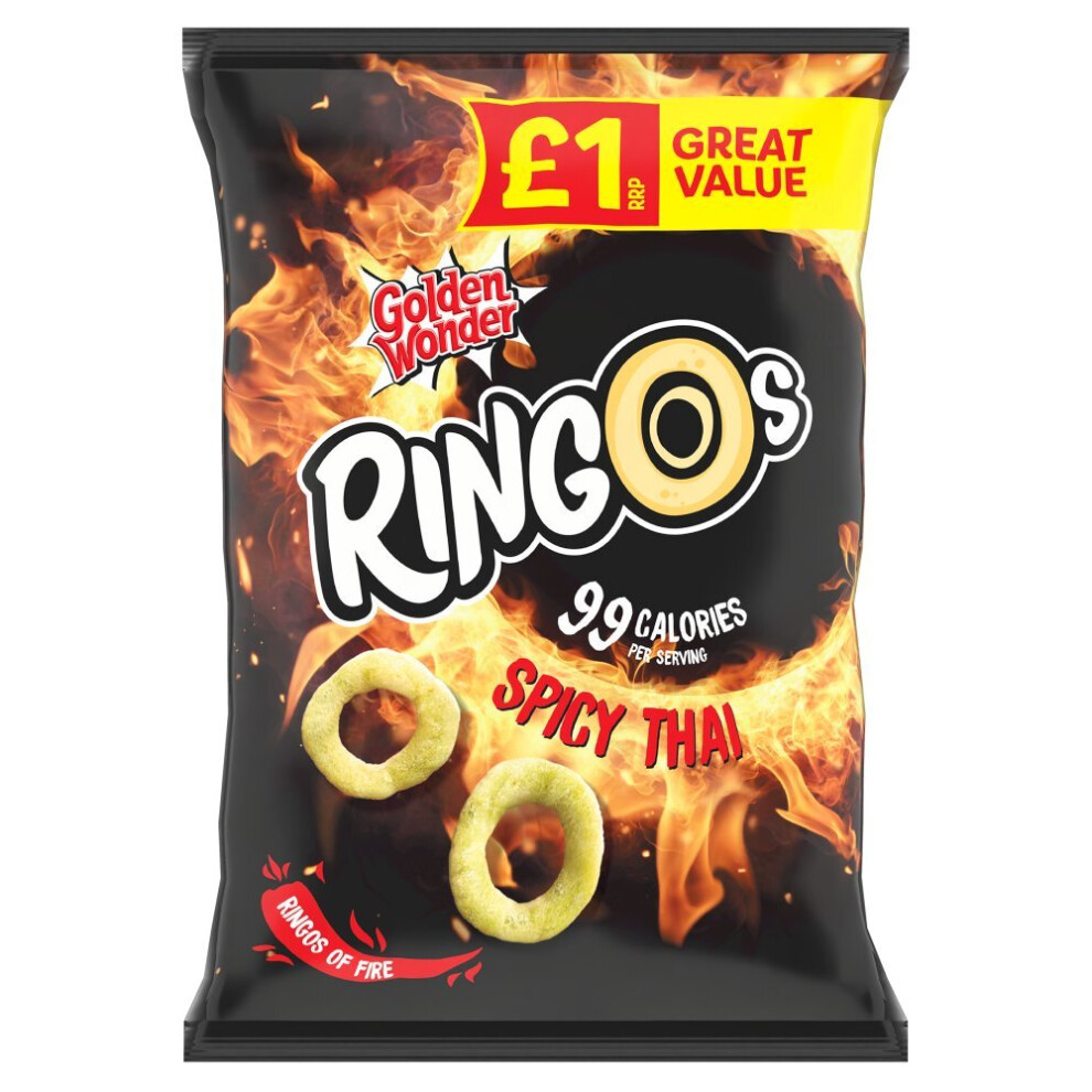 Golden Wonder Ringos Spicy Thai 40g (Pack of 18)