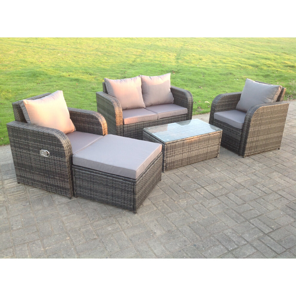 Fimous Rattan Garden Furniture Set Adjustable Chair Loveseat Sofa