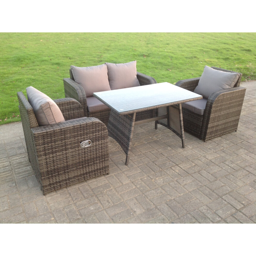 Fimous Rattan Garden Furniture Set Adjustable Chair Sofa Dining Table