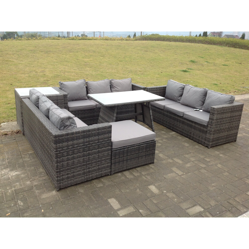 Fimous Outdoor Rattan Garden Furniture Lounge Sofa Coffee Table Stool