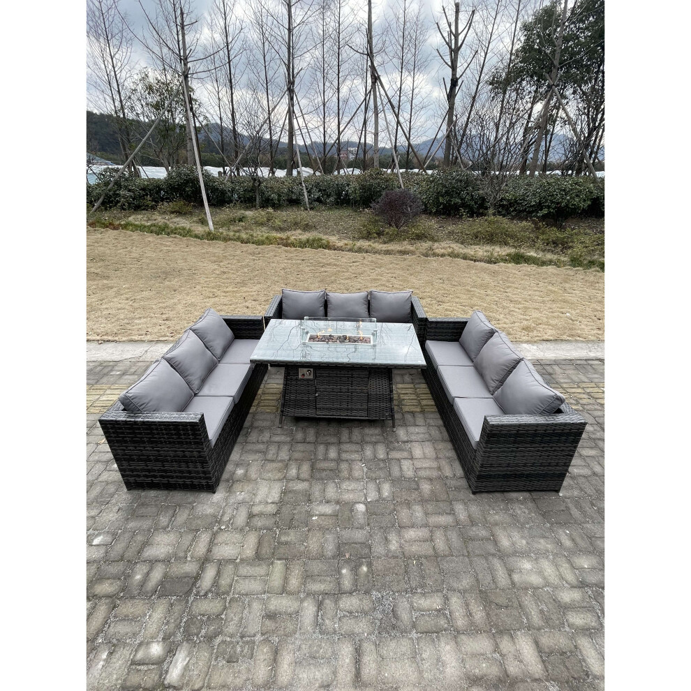 Fimous 9 Seater U Shape Outdoor Lounge Rattan Sofa Garden Furniture