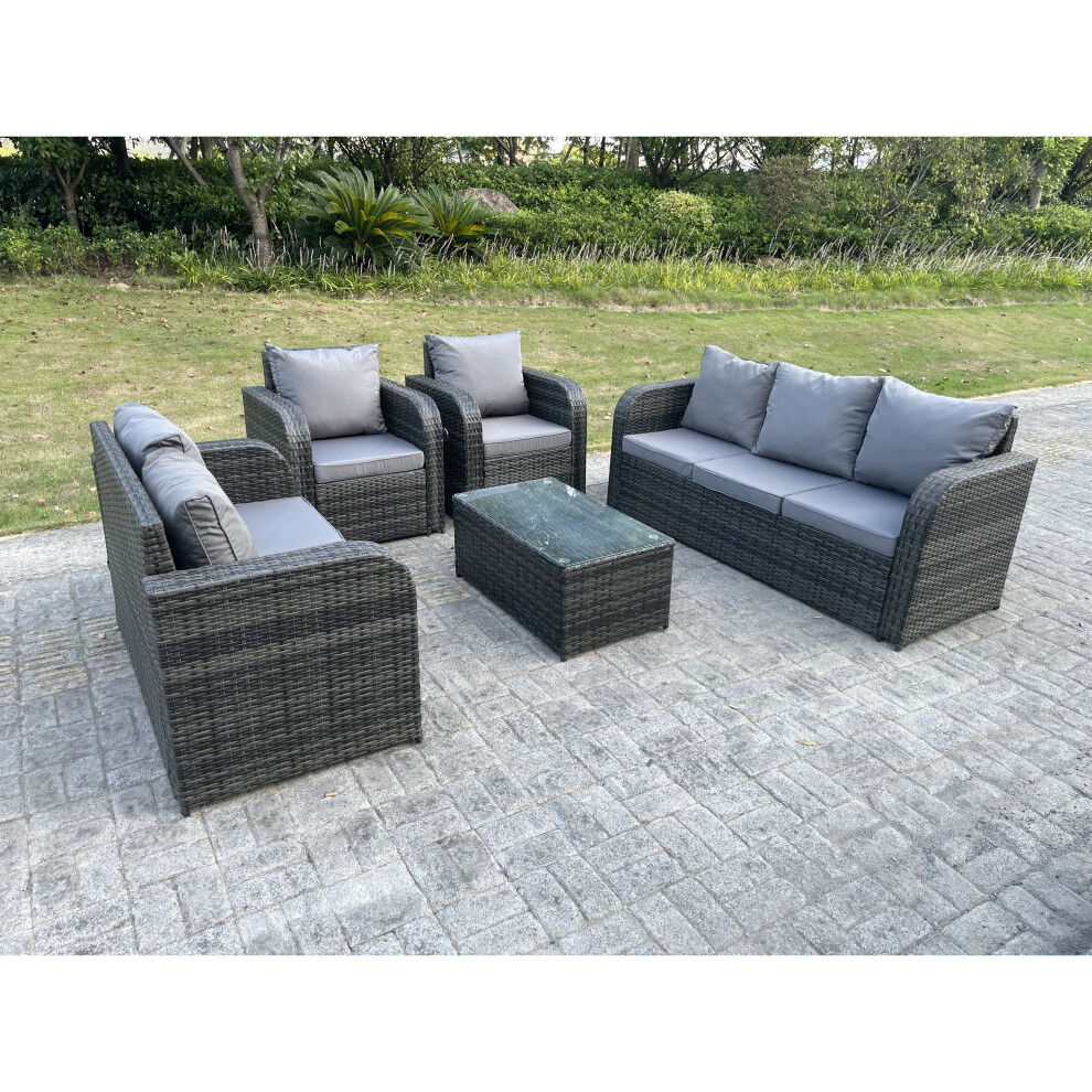 Fimous Rattan Garden Furniture Set Adjustable Chair Sofa 2 Seater Sofa