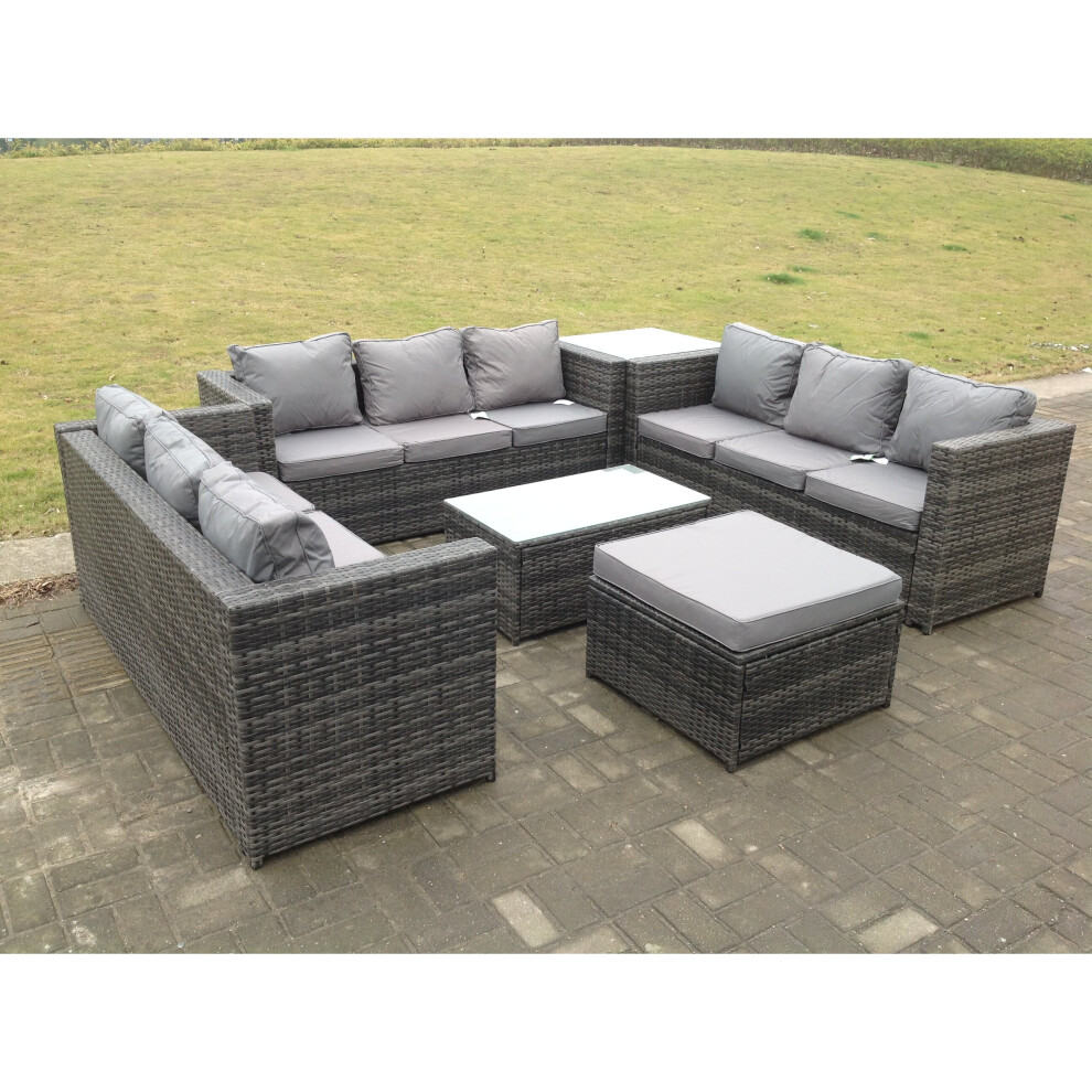 Fimous Outdoor Rattan Garden Furniture Patio Sofa Set With Footstool