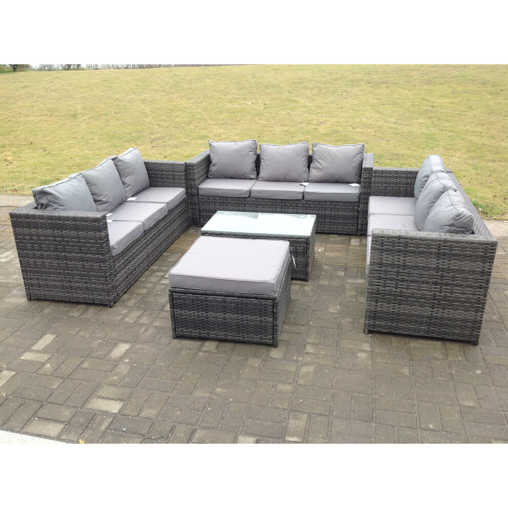 Fimous Outdoor Rattan Garden Furniture Patio Sofa Coffee Table Stools