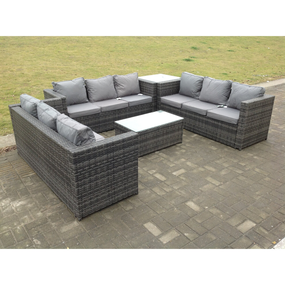 Fimous Outdoor Rattan Garden Furniture Patio Sofa Side Tall High Table