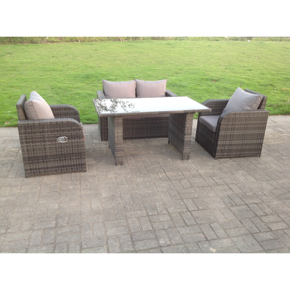 Fimous Rattan Garden Furniture Set Adjustable Chair Sofa Dining Table