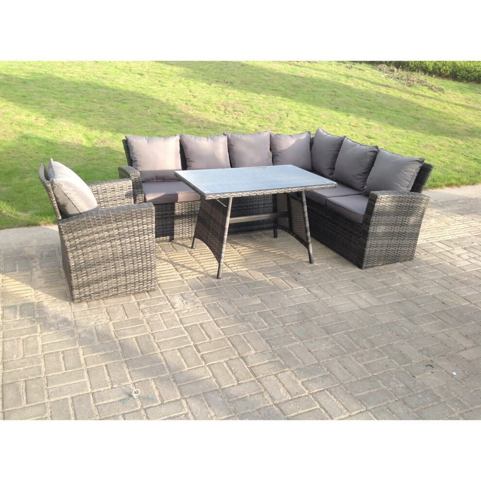 Fimous 7 Seater High Back Rattan Garden Furniture Set Corner Sofa Chair