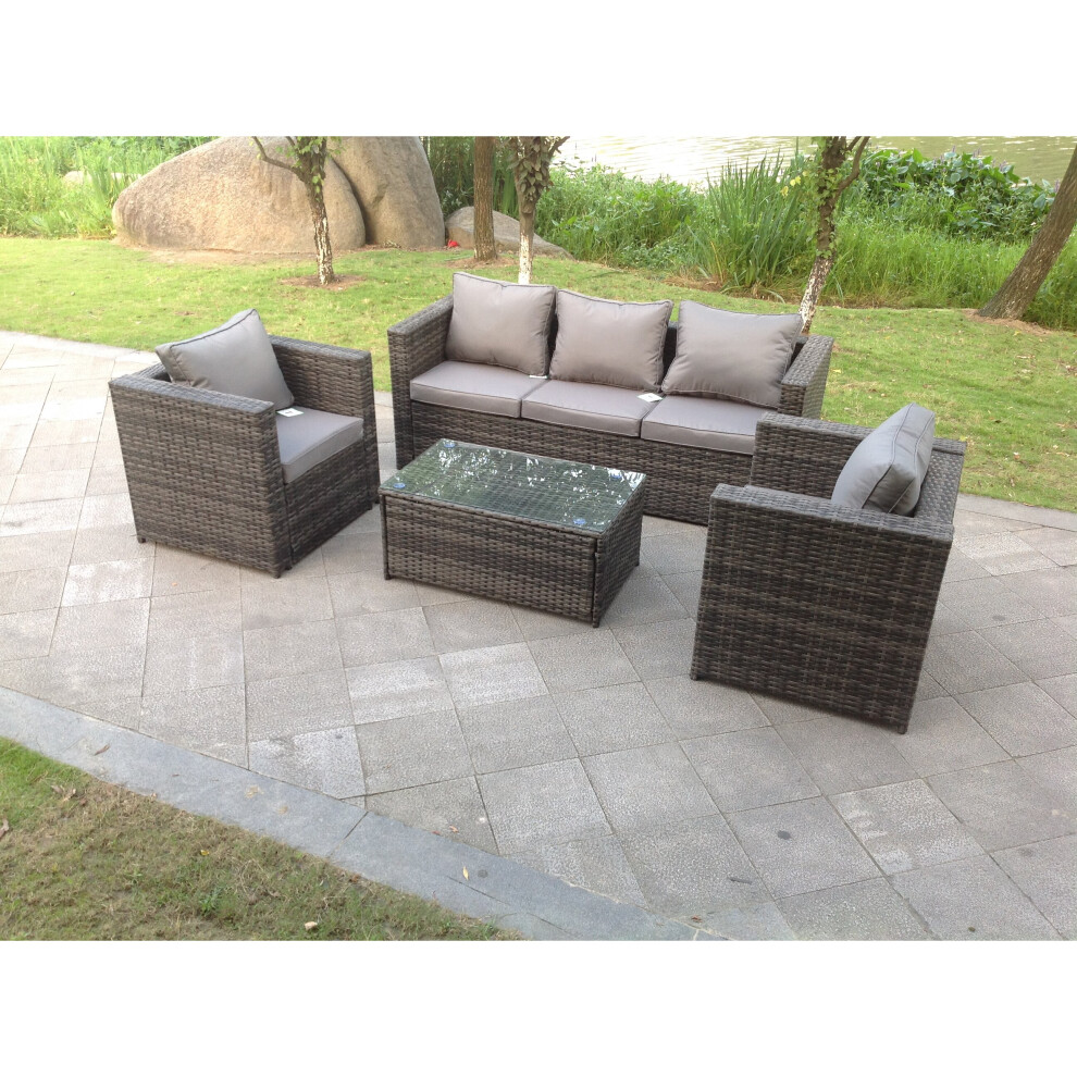 Fimous Lounge Rattan Sofa Set Outdoor Garden Furniture With 2 Chairs