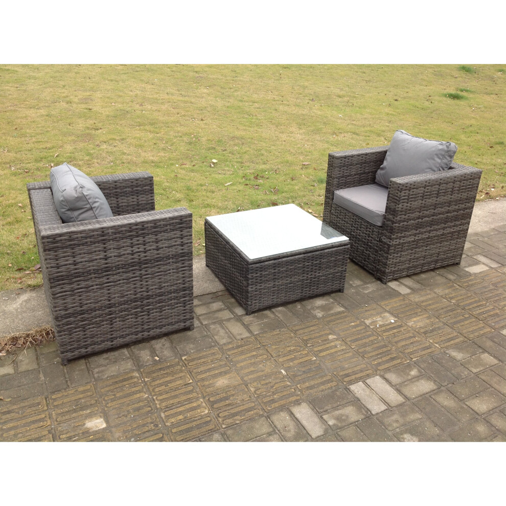 Fimous Rattan Lounge Garden Furniture Chairs Square Coffee Table Set