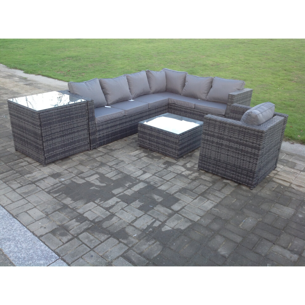 Fimous Rattan Corner Sofa Set Garden Furniture Chair Coffee Side Table