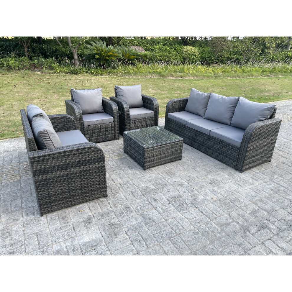 Fimous Pe Rattan Garden Furniture Set Adjustable Chair Loveseat Sofa