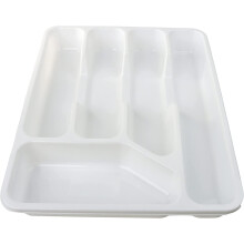 (WHITE) Plastic Cutlery Tray Organiser  5 Compartment