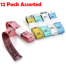 (12 Pack - Assorted) Measuring Tape Waist Height Fabric Cloth Dress