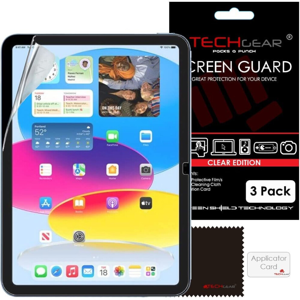 TECHGEAR 3 Pack Screen Protector for iPad 10.9" 2022, CLEAR Screen Protector Compatible with New Apple iPad 10th Generation 2022