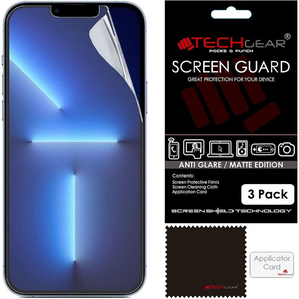 TECHGEAR [3 Pack] Matte Screen Protectors for iPhone 14 - ANTI GLARE / MATTE Screen Protectors With Cleaning Cloth & Application Card