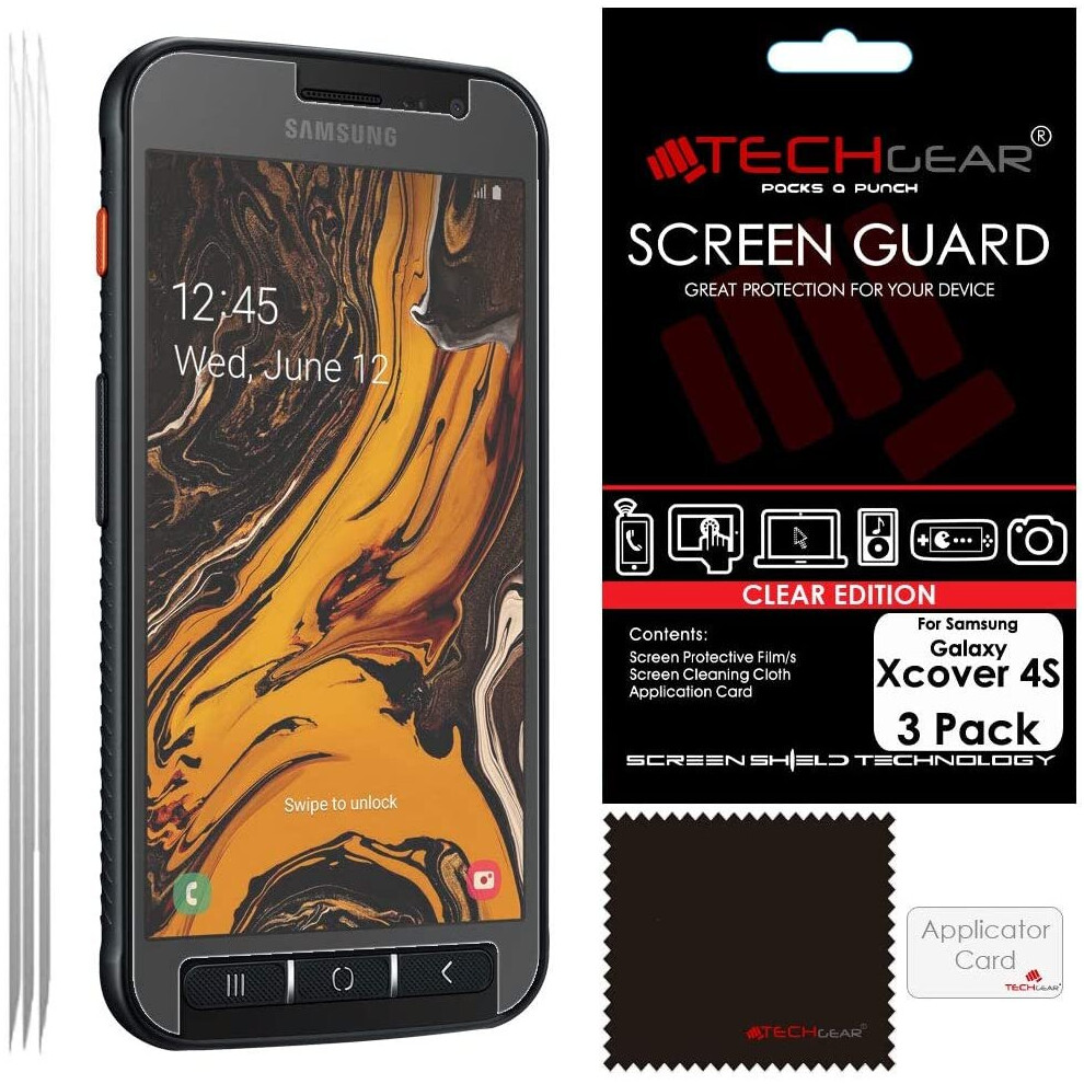 Techgear [3 Pack] Screen Protectors For Galaxy Xcover 4S, Clear Lcd Film Screen Protectors Cover Guards Compatible With Samsung Galaxy Xcover 4S