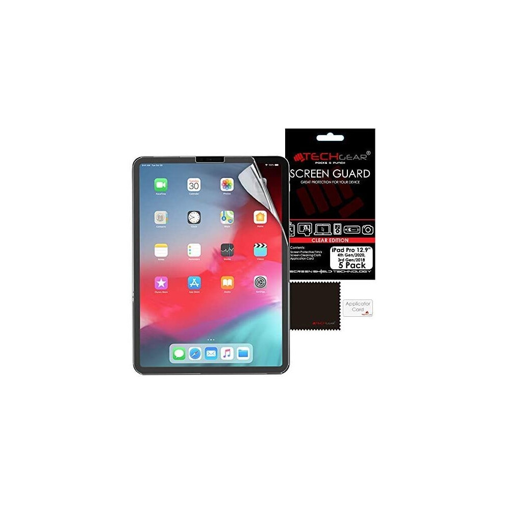 TECHGEAR 5 Pack Screen Protectors for iPad Pro 12.9" 2022 2021 2020 2018 [6th 5th 4th 3rd Generations] CLEAR Screen Protector [Pencil Compatible]