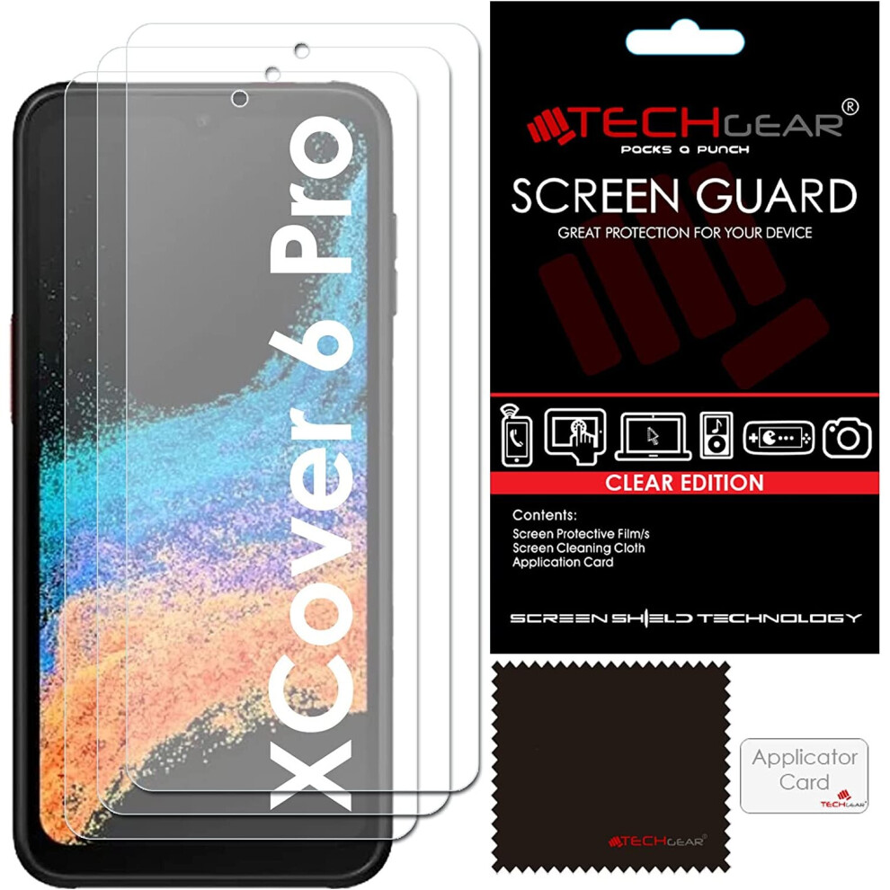 [5 Pack] TECHGEAR Screen Protectors Compatible with Samsung Galaxy XCover 6 Pro, CLEAR LCD Screen Protectors Cover Guards