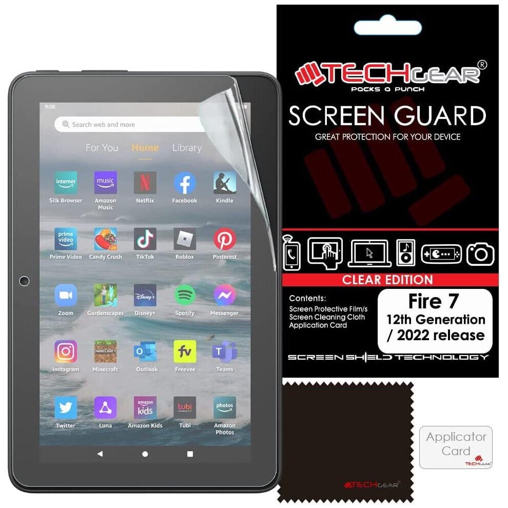 TECHGEAR Screen Protector for All-New Amazon Fire 7" & Fire Kids Edition 7" (12th Gen / 2022 Release) - Clear Lcd Screen Protectors