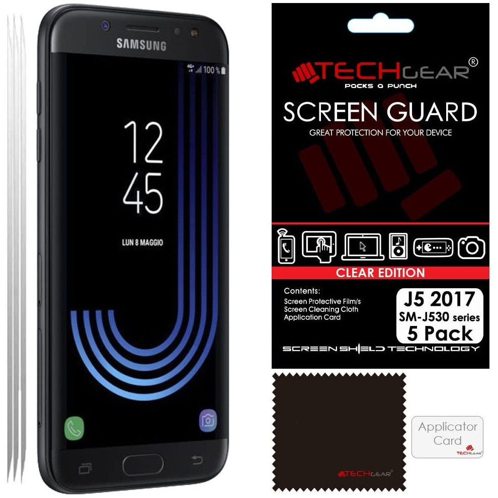 [5 Pack] TECHGEAR Screen Protectors for Galaxy J5 2017 (SM-J530 Series) - Ultra Clear Lcd Screen Protector s [Not for Older Galaxy J5 Models]