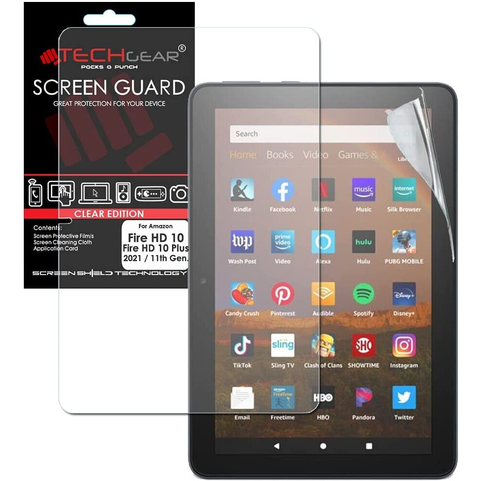 TECHGEAR Screen Protectors, Ultra CLEAR Screen Protector  Designed for Amazon Fire HD 10" / HD 10" Plus Tablets (2021 / 11th Generation)