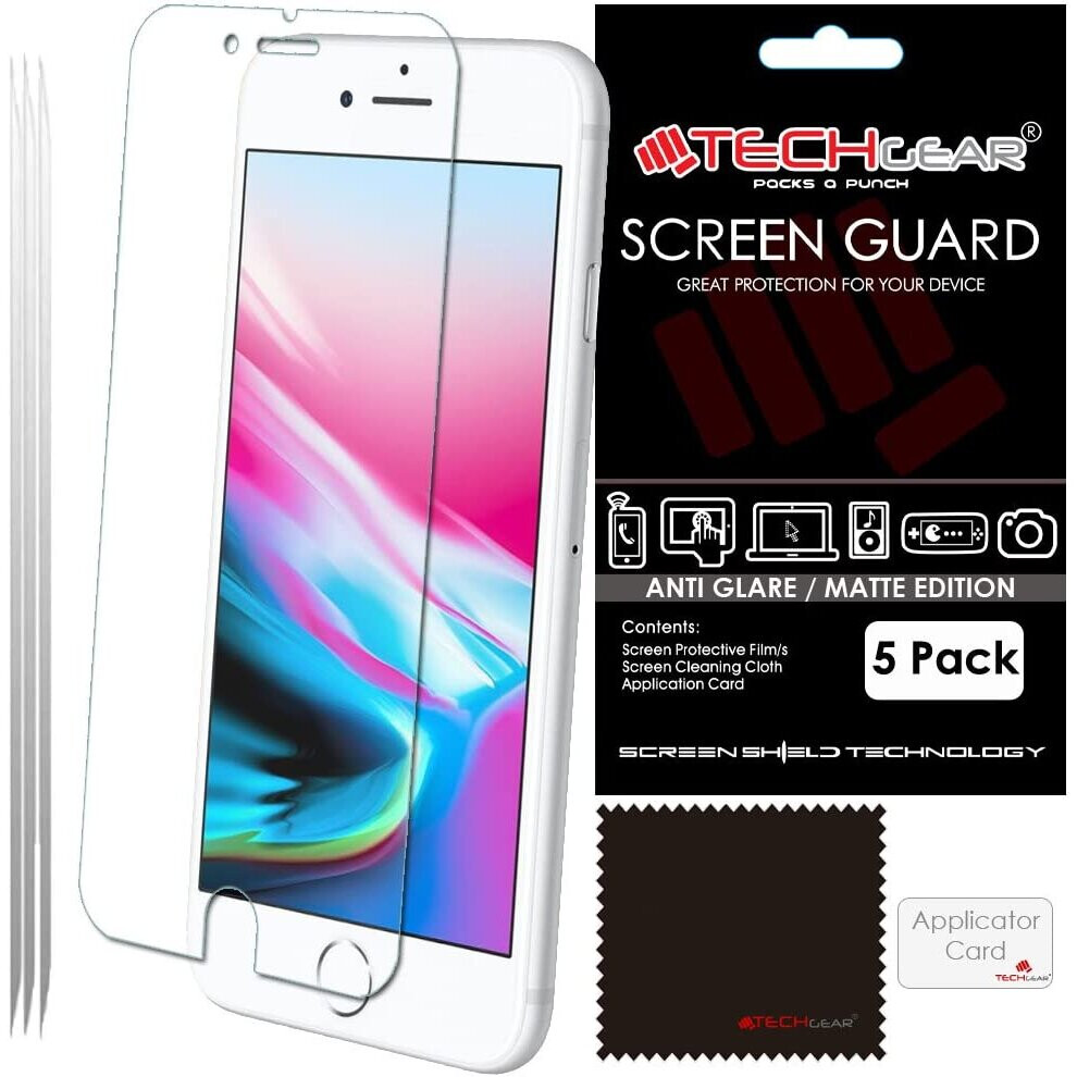 [Pack of 5] TECHGEAR ANTI GLARE Screen Protectors for iPhone 8 Plus, iPhone 7 Plus (5.5") - MATTE Screen Protectors