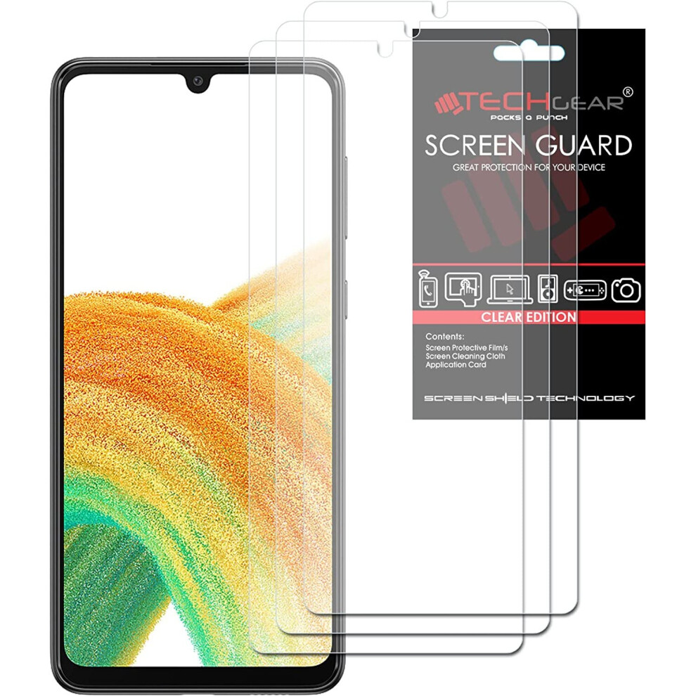 [3 Pack] TECHGEAR Screen Protectors Compatible with Samsung Galaxy A70, CLEAR LCD Screen Protectors Cover Guards