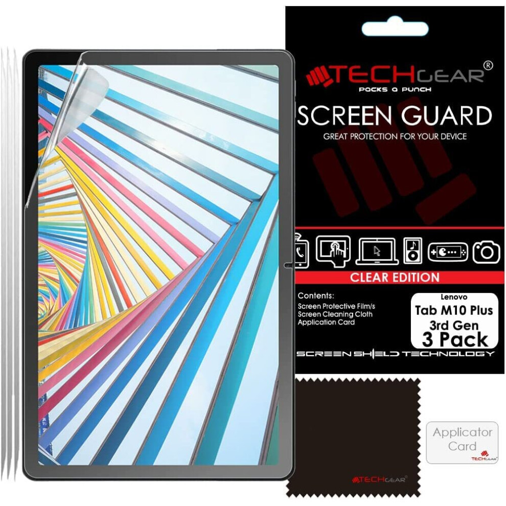 TECHGEAR [Pack of 3] Screen Protectors for Lenovo Tab M10 Plus 3rd Gen 2022 (10.6 Inch screen) TB125 / TB128 Ultra Clear Screen Protector