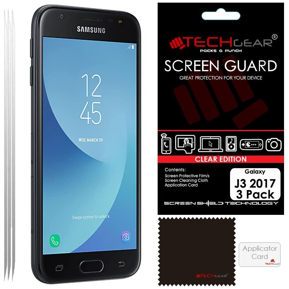 [3 Pack] TECHGEAR Screen Protectors for Galaxy J3 2017 (SM-J330 Series) - Ultra Clear Lcd Screen Protector Compatible with Samsung Galaxy J3 2017