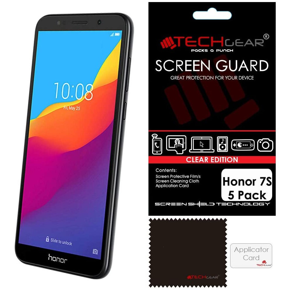 [5 Pack] TECHGEAR Screen Protectors for Honor 7S - Clear Lcd Screen Protectors Cover Guards Compatible with Honor 7S