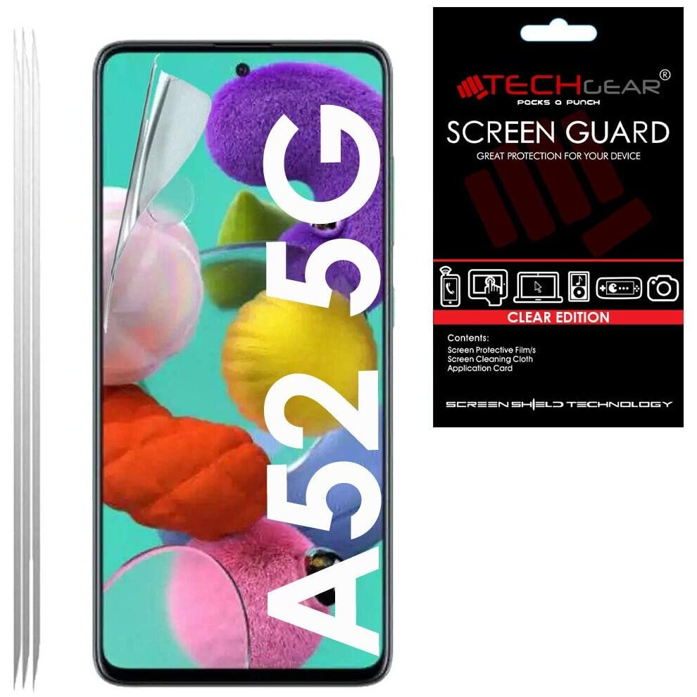 [3 Pack] TECHGEAR Screen Protectors Compatible with Samsung Galaxy A52 5G / A52s 5G / A53 5G, CLEAR LCD Screen Protectors Cover Guards