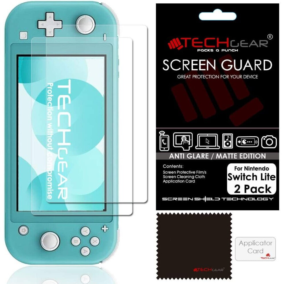 Switch Lite Anti-Glare Screen Protectors [Pack of 2] TECHGEAR MATTE LCD Screen Protector with Cleaning Cloth & Applicator Card