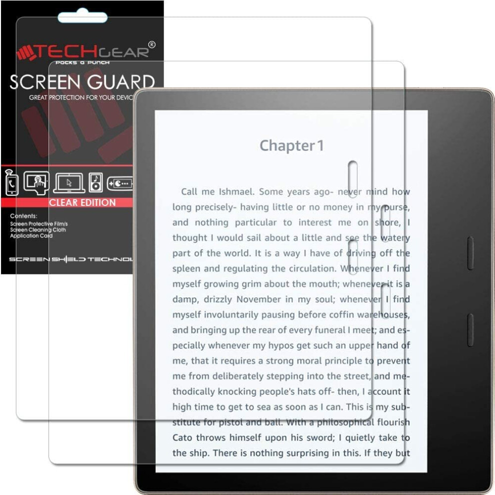 [2 Pack] TECHGEAR Screen Protectors for Amazon Kindle Oasis 3 (2019 Release / 10th Generation) CLEAR LCD Display Screen Protectors Cover Guards