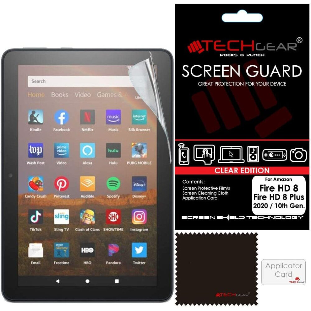 [3 Pack] TECHGEAR Ultra CLEAR Screen  Designed for Amazon Fire HD 8" Tablets (2022 / 12th Generation & 2020 / 10th Generation)