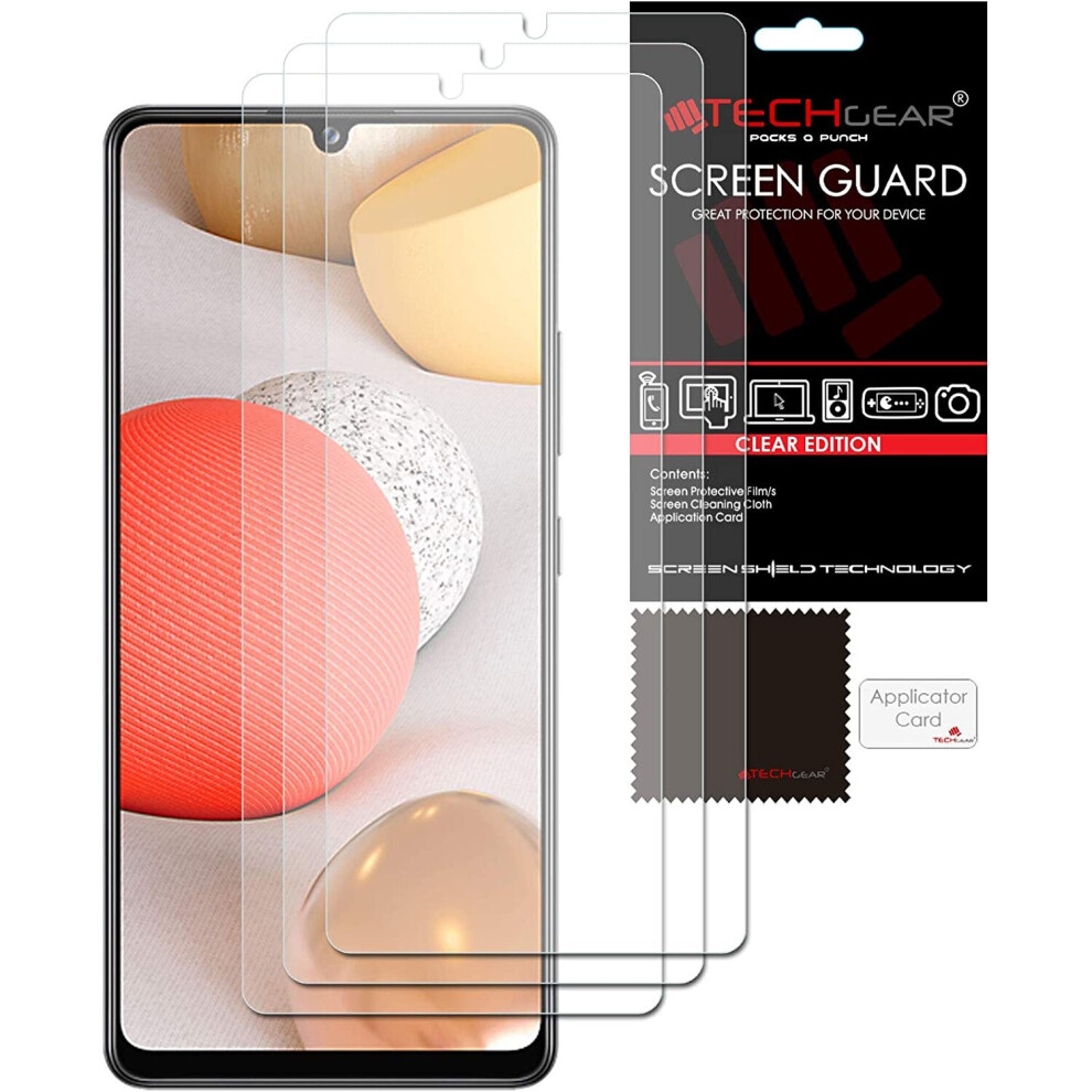 [3 Pack] TECHGEAR Screen Protectors Compatible with Samsung Galaxy A42 5G, CLEAR LCD Screen Protectors Cover Guards