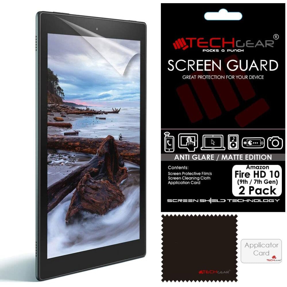 [Pack of 2] TECHGEAR Anti Glare Screen Protectors for Previous Amazon Fire HD 10 (9th / 7th Generation, 2019 / 2017) - Matte Screen Protector