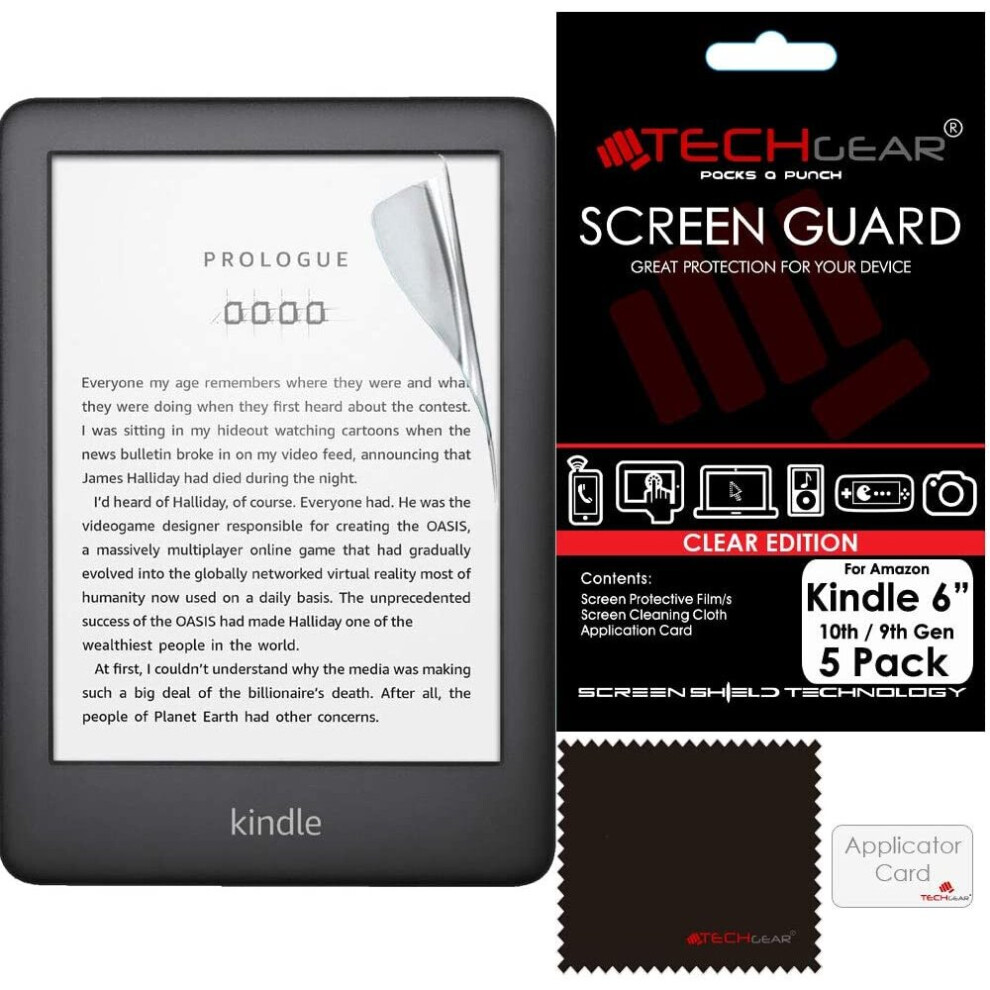 TECHGEAR [5 Pack] Screen Protectors Compatible with Amazon Kindle eReader 11th / 10th / 9th Generation 6" Display, CLEAR LCD Screen Protectors Cover