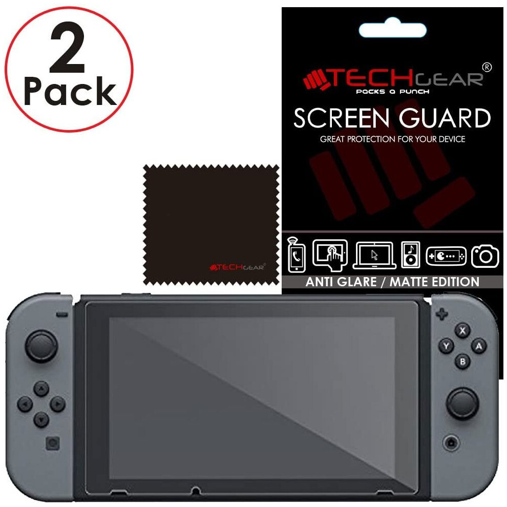 TECHGEAR [2 Pack] Anti Glare Screen Protectors for Nintendo Switch, MATTE LCD Screen Protector with Cleaning Cloth & Applicator Card