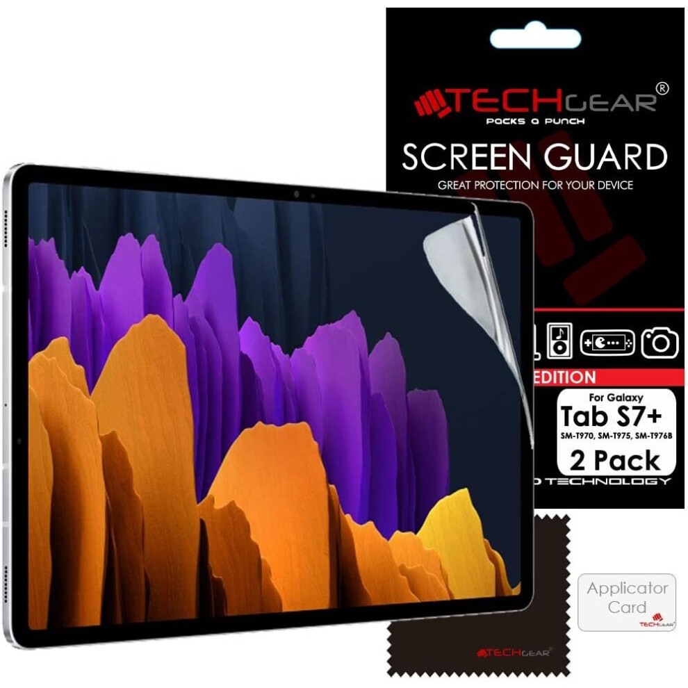 TECHGEAR 2 Pack Samsung Galaxy Tab S7 Plus / S7+ 12.4" Screen Protectors (SM-T970 / SM-T975), CLEAR Screen Protector