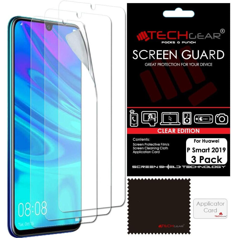 [3 Pack] Screen Protectors for Huawei P Smart 2019, CLEAR LCD Screen Protectors Cover Guards Compatible with 2019 Huawei P Smart