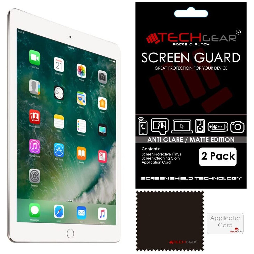 [Pack of 2] TECHGEAR Anti Glare Screen Protectors for iPad Air 2 (iPad 6 6th Gen) - Matte Screen Protectors  With Cleaning Cloth & Application Card