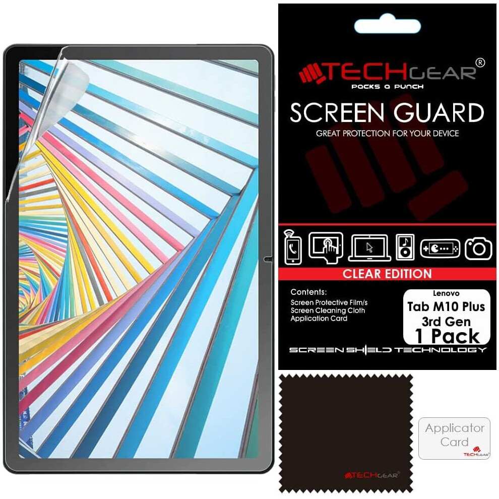 TECHGEAR Screen Protector for Lenovo Tab M10 Plus 3rd Gen 2022 (10.6 Inch screen) TB125 / TB128 Ultra Clear Screen Protector With Screen Cloth & Card