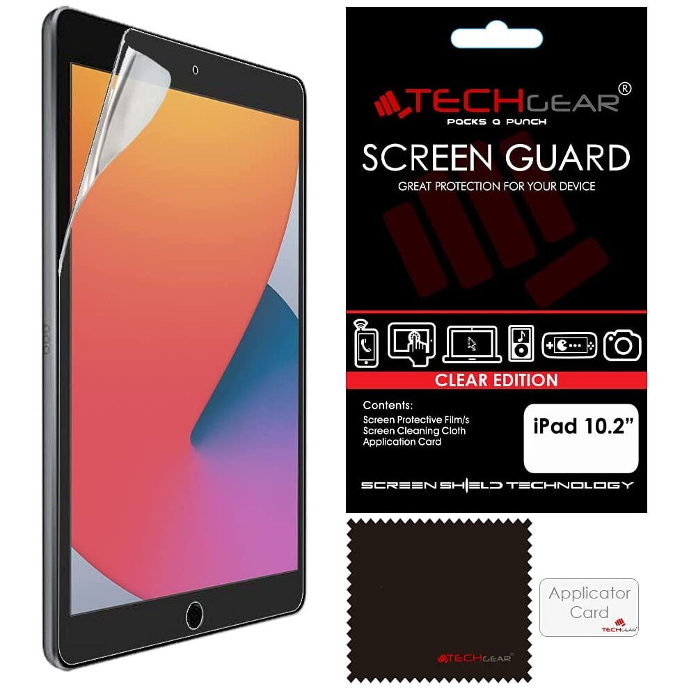 TECHGEAR Screen Protector for Apple iPad 10.2" 2021 / 2020 / 2019, CLEAR Screen Protector Compatible with iPad 9th / 8th / 7th Generation